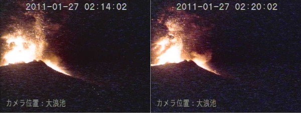 霧島連山の新燃岳 噴火