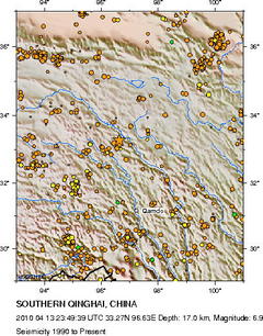 チベット高原地震マップ