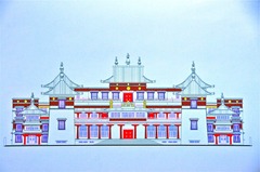 ブッダガヤ　カルマパ僧院　立面図