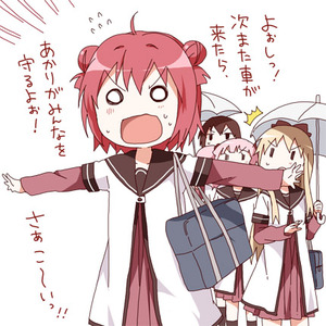 赤座 あかり、歳納 京子、船見 結衣、吉川 ちなつ3