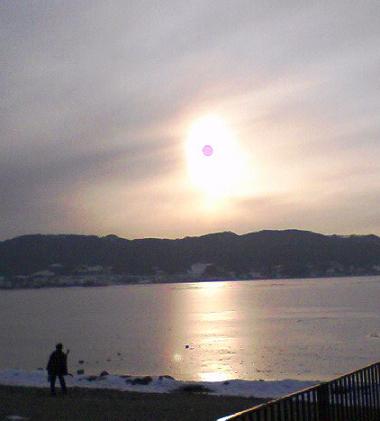 諏訪湖の夕日