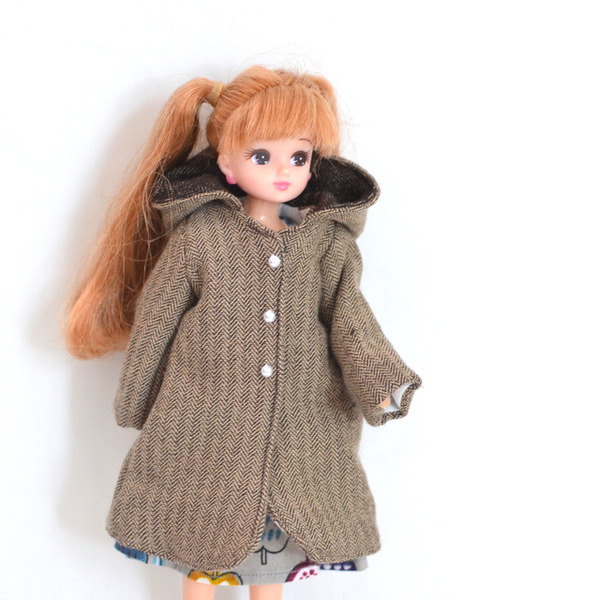 22cmドールサイズ、フード付きのウールコート/2学期が終わりました 
