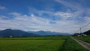 エンディングに使われた大町市内の田園風景