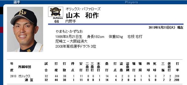 個人年度別成績 【山本和作
