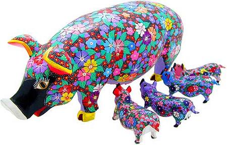 Mother pig and piglets