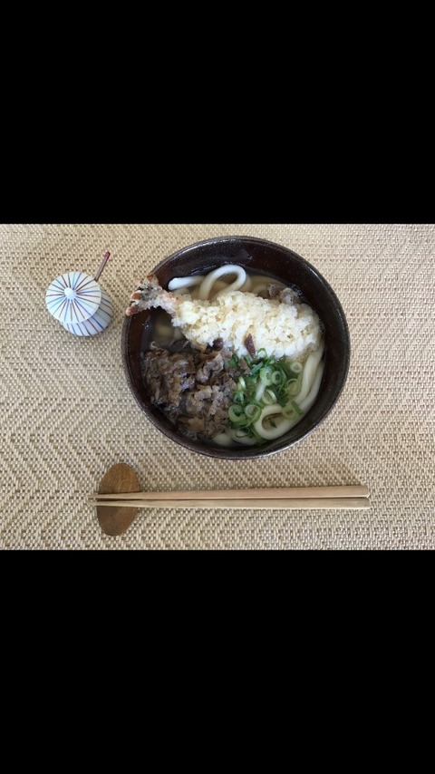 大力天ぷらトッピング肉うどん