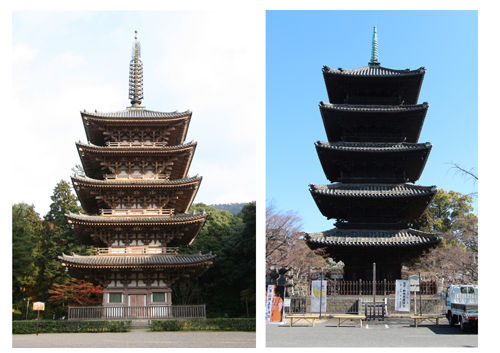 醍醐寺と興正寺の五重塔比較(500P)