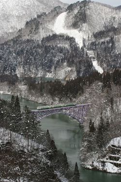真冬の只見線・第一鉄橋