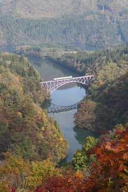 紅葉の只見線・第一鉄橋