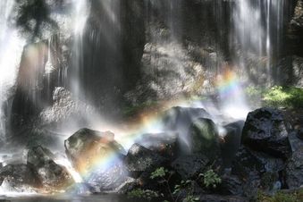 達沢不動滝に架かる虹