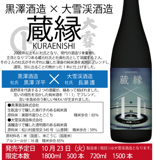 黒澤酒造×大雪渓酒造受注書