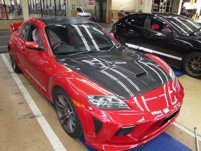 RX-8にカーボンボンネットの取り付け : Super Autobacs sunshine KOBE