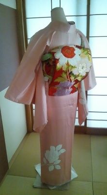 ピンク付け下げ朱帯