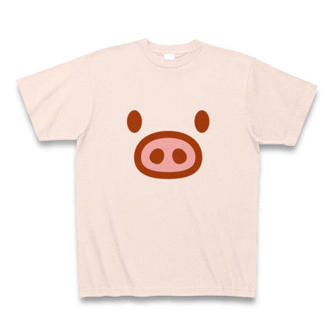 【ブタちゃん大好き!かわいい豚グッズ!】かわキャラシリーズ ブタちゃん顔(再レイアウトver.) Tシャツ(ライトピンク)【おデブグッズ】