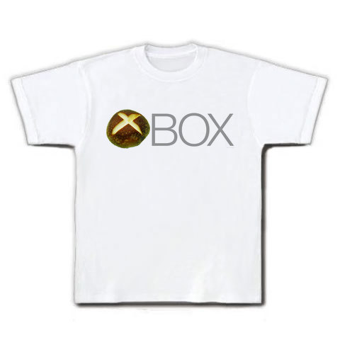 【しいたけマニア必須!XBOX風ゲームTシャツ】しいたけボタンシリーズ シイタケBOX(前面のみ) Tシャツ(ホワイト)