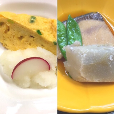 玉子焼きとブリ煮つけ