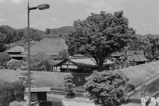 近くの歩道橋から見た学校の全景