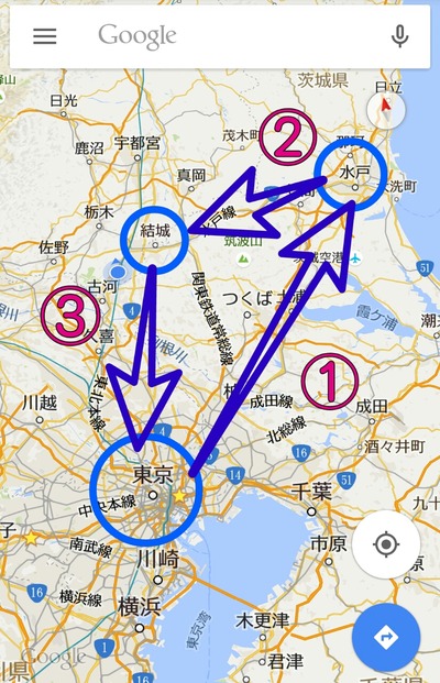 東京水戸結城移動