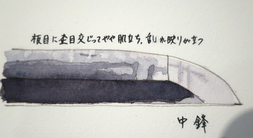 水彩刀剣 太刀銘一 号姫鶴一文字 鋒