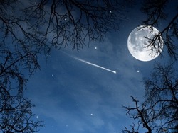 流れ星と満月