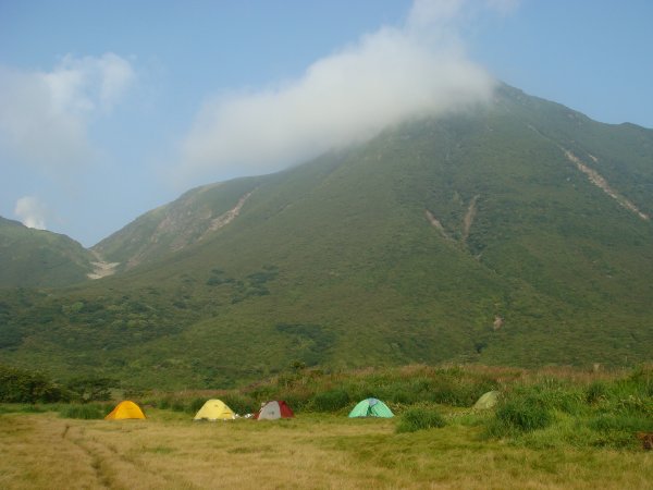 朝のテント