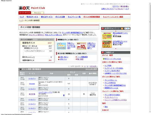 楽天ポイント明細