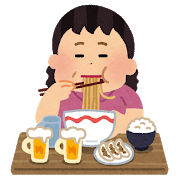 syokuji_tabesugi_woman