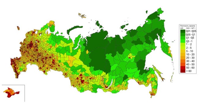 ロシアの人口密度
