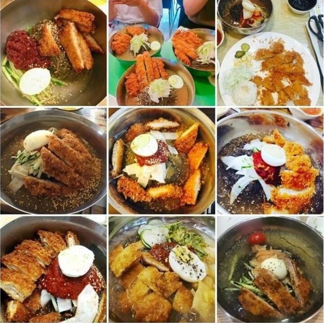 韓国の豚カツ冷麺