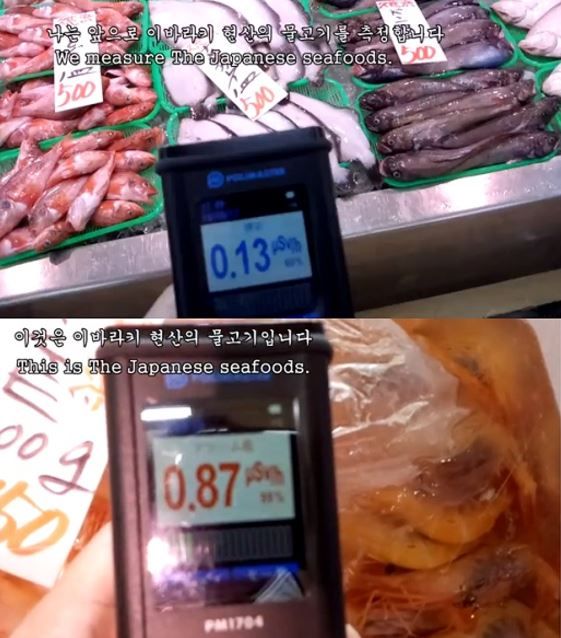 韓国で水産物の放射能値を計測