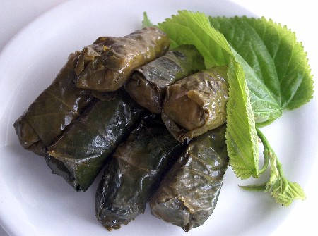 mulberry-leaf dolmades