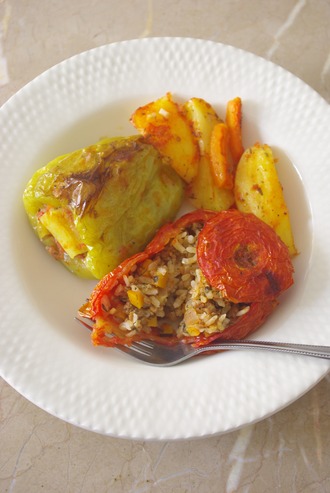 2014.09.26 gemista with minced veal & butternut squash