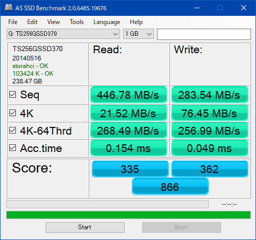 TS256GSSD370_AS SSD Benchmark