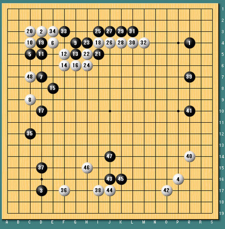 第33期囲碁名人戦七番勝負の第3局の中盤棋譜