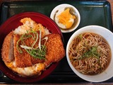 カツ丼+かけそば小@そば松