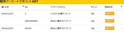 簡単アンケートでポイントGET