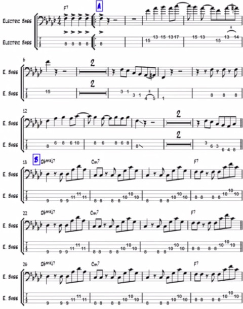 PharrellWilliams_Happy_Bass_楽譜_TAB