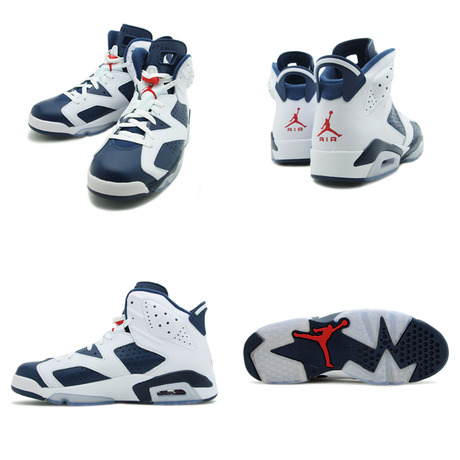 NIKE AIR JORDAN 6 RETRO WHITE MIDNIGHT NAVY VARSITY RED