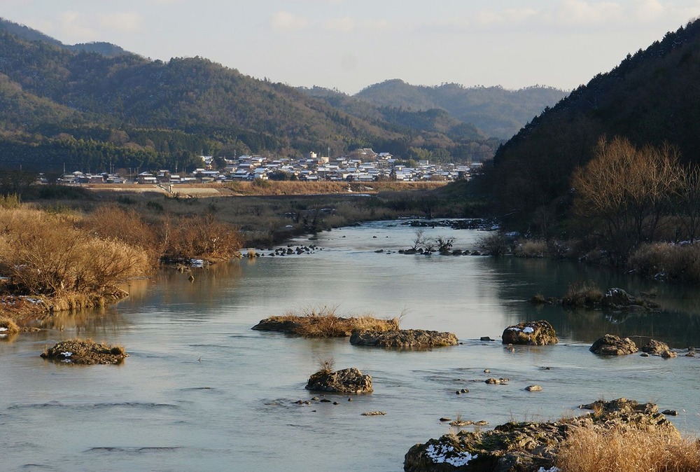 土師川と竹田川合流地点