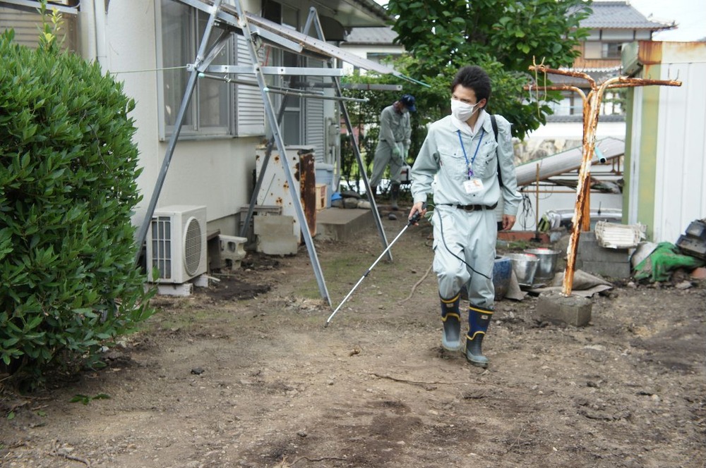 市が消毒に来てくれた