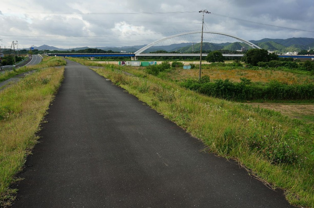 福知山由良川堤防の道