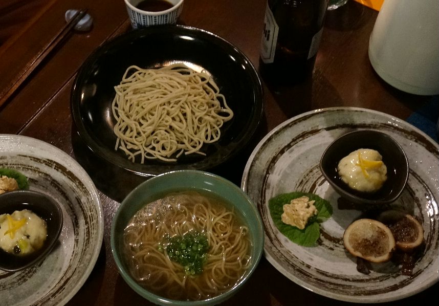 そば～ルの鹿スープそば、盛そば、おつまみ３種盛