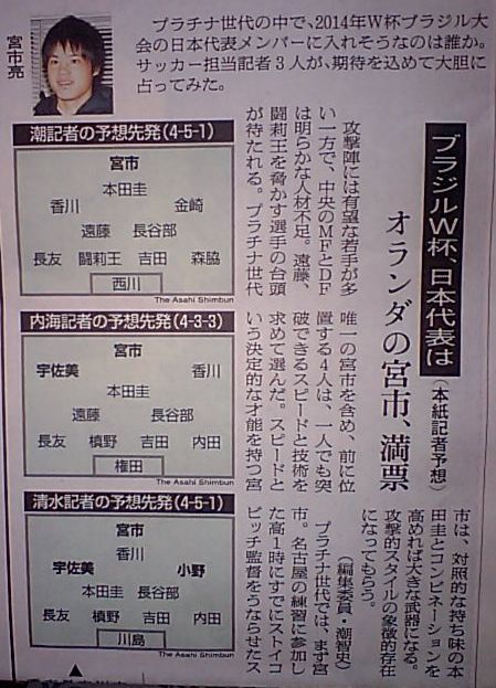 朝日の記者3人のW杯予想先発