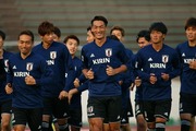 練習する日本代表の選手達
