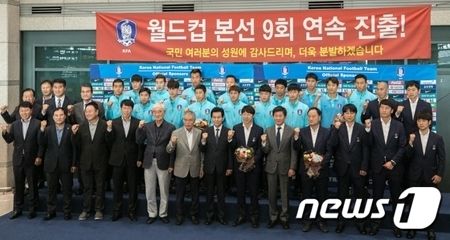 9大会連続でW杯出場を決めた韓国代表が帰国