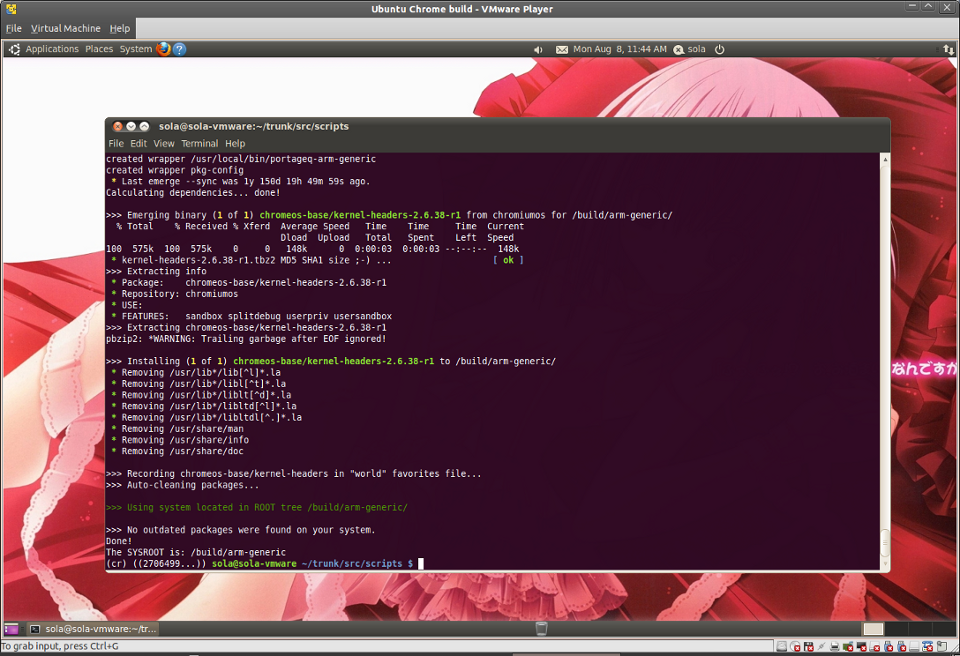 Screenshot-Ubuntu Chrome build - VMware Player-arm