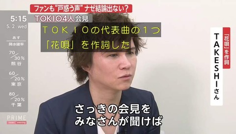 「花唄」の作詞 TAKESHI さん 画像