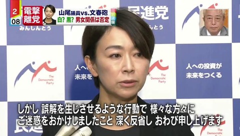 民進党 山尾志桜里 不倫否定