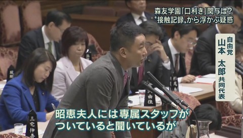 アッキード事件 追求する山本太郎