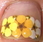 オレンジ押し花ネイル